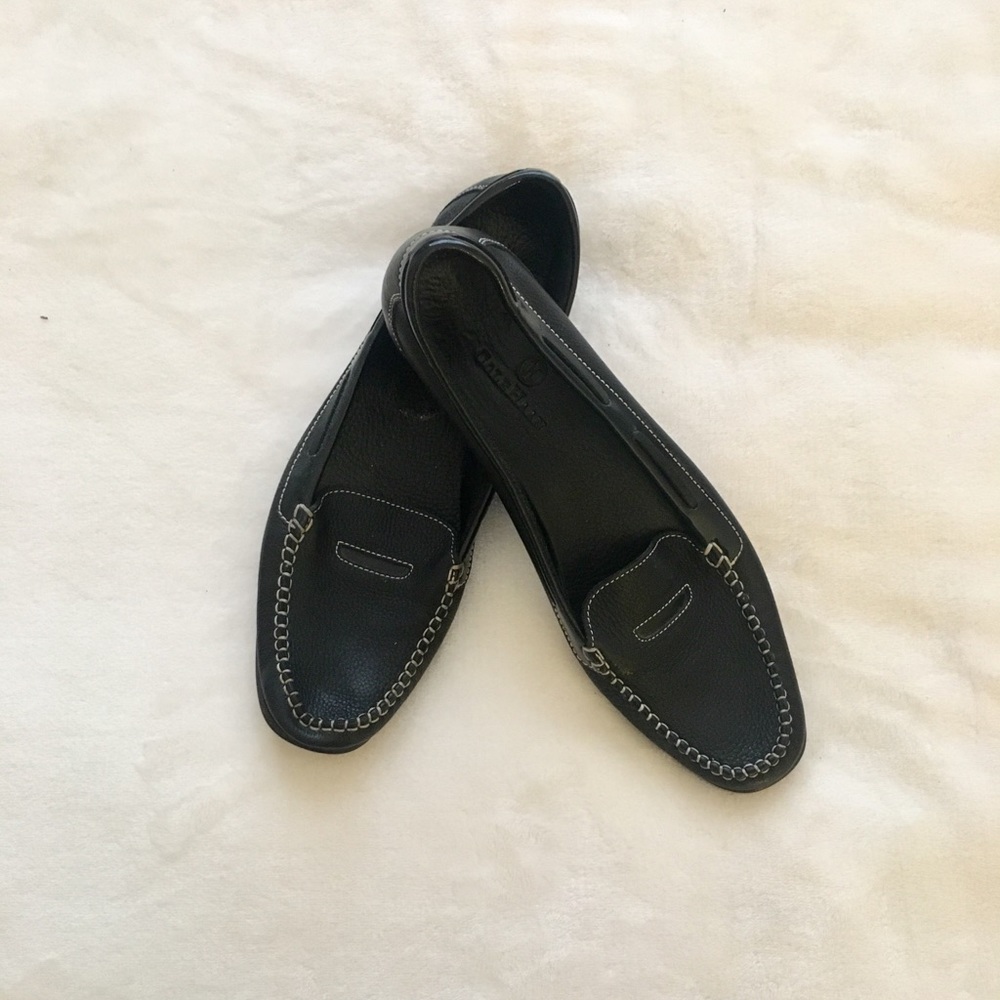 Cole Haan penny loafers with tan stitching